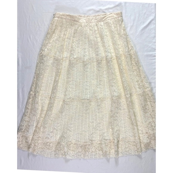 See By Chloé Lace Midi‎ Skirt 42 US 12 Pleated Tiered Coquette Feminine Dainty - Picture 8 of 9